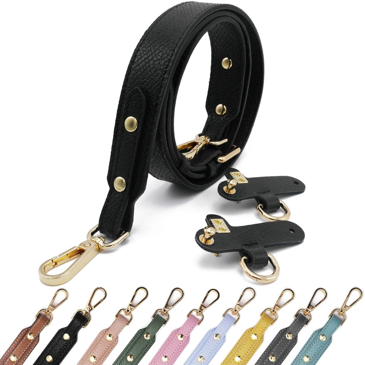 Omgoods - Verstelbare PU Leren Schouderband voor Handtassen - Multicolor Zwart Goud