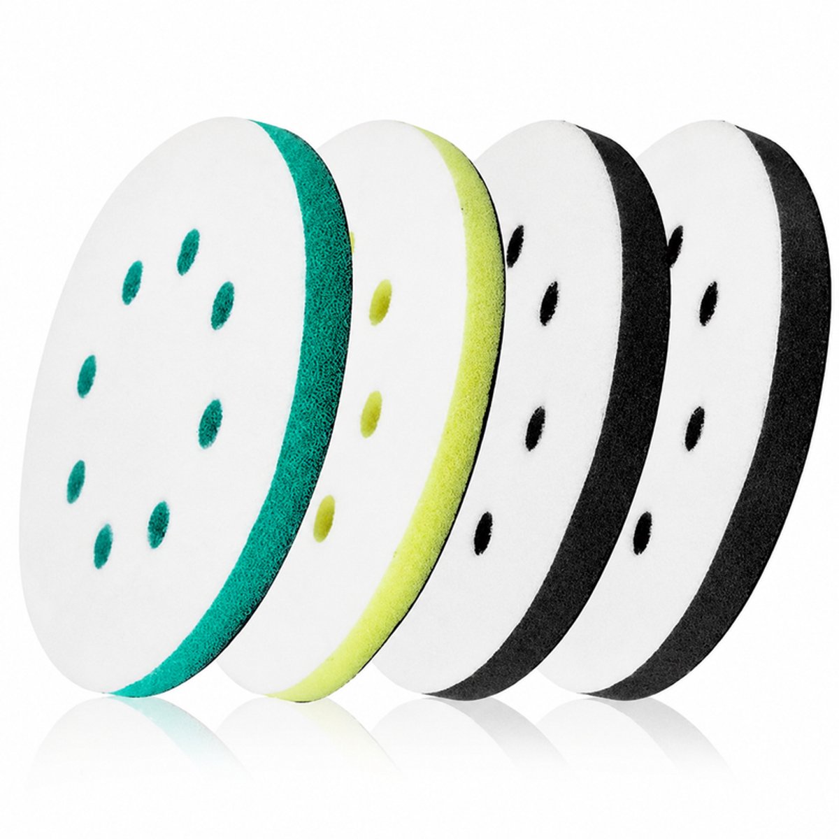 4 zachte schuurpads van 125 mm, sponspads voor schuurpapier (5 inch, 8 gaten),geel