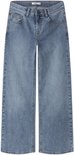 Lichtblauwe wijde jeans met vijf zakken en ritssluiting.