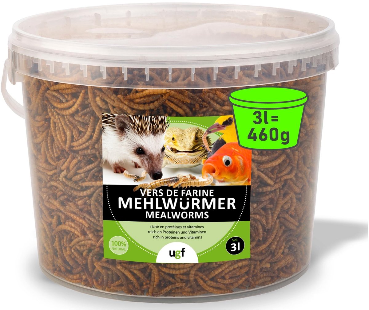Omgoods- Gedroogde Meelwormen 460 g - Vogelvoer - Egelvoer - Eekhoornvoer - Hamstervoer - 51% Proteïne - Perfect voedingssupplement - Insectenvoer