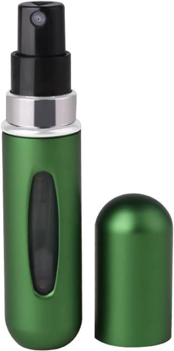 2x Parfumflesje - Navulbaar - Reisparfum - Verstuiver - Refillable - Hervullen - Travel perfume atomizer - Lipstick formaat - 5 ml - Parfum to go - Compacte spray - Handbagage - Groen - Jonyx
