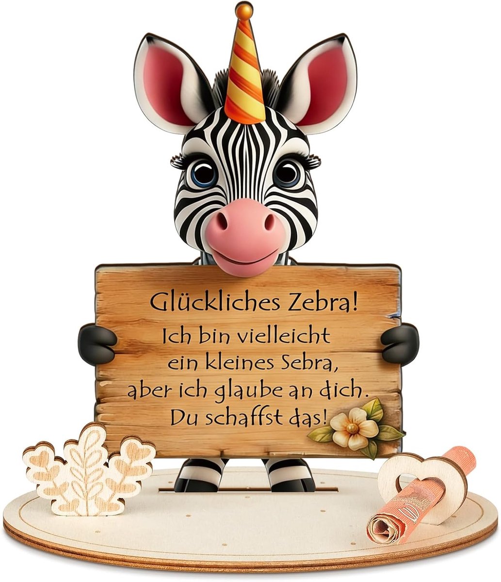 zebra, origineel zebra houten geldcadeau, creatief geldcadeau, hout, moedermaker, goede verbetering geldcadeau, cadeau-idee voor mannen en vrouwen