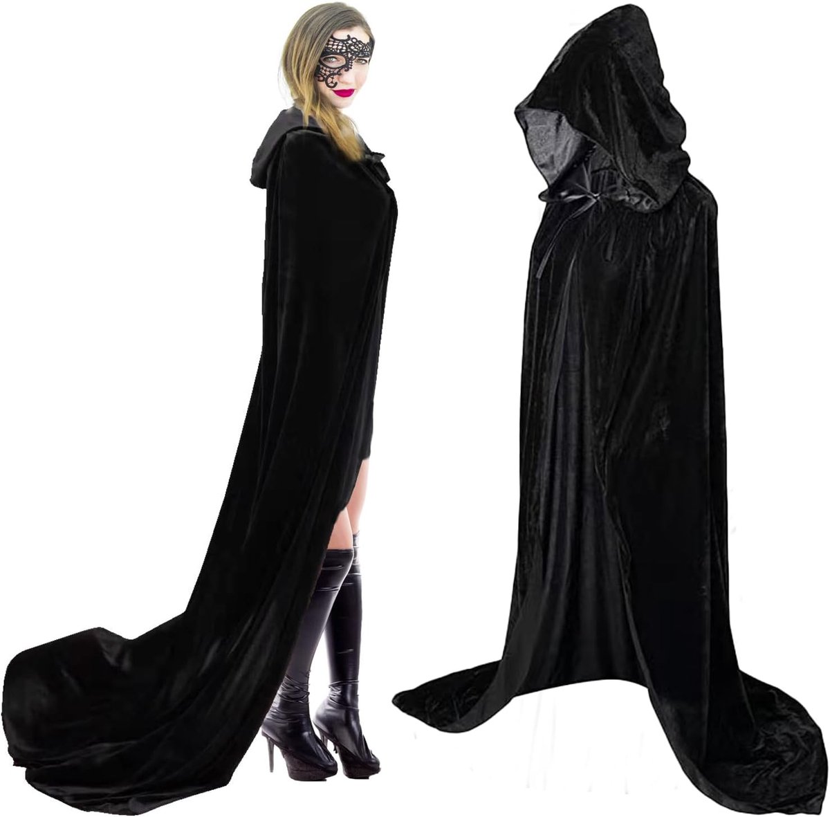 Cape met capuchon Vampier zwart fluwelen cape voor volwassenen, heren