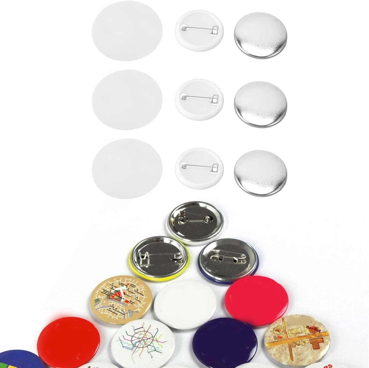 100 Sets Pin Back Button Onderdelen Knop Maken Levert Ronde Vorm
