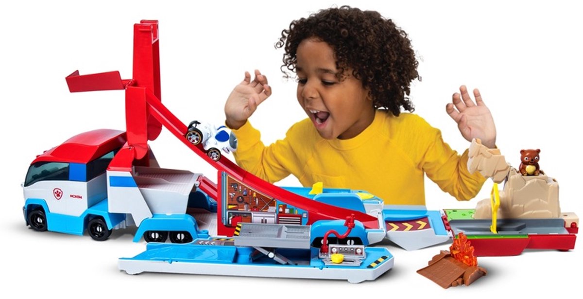 PAW Patrol Speelgoed - Grote Uitklapbare Vrachtwagen + 1 True Metal Voertuig - Vrachtwagen - Speelgoed Auto - Auto's - Auto Speelgoed - Speelset - Speelgoed vanaf 3 jaar