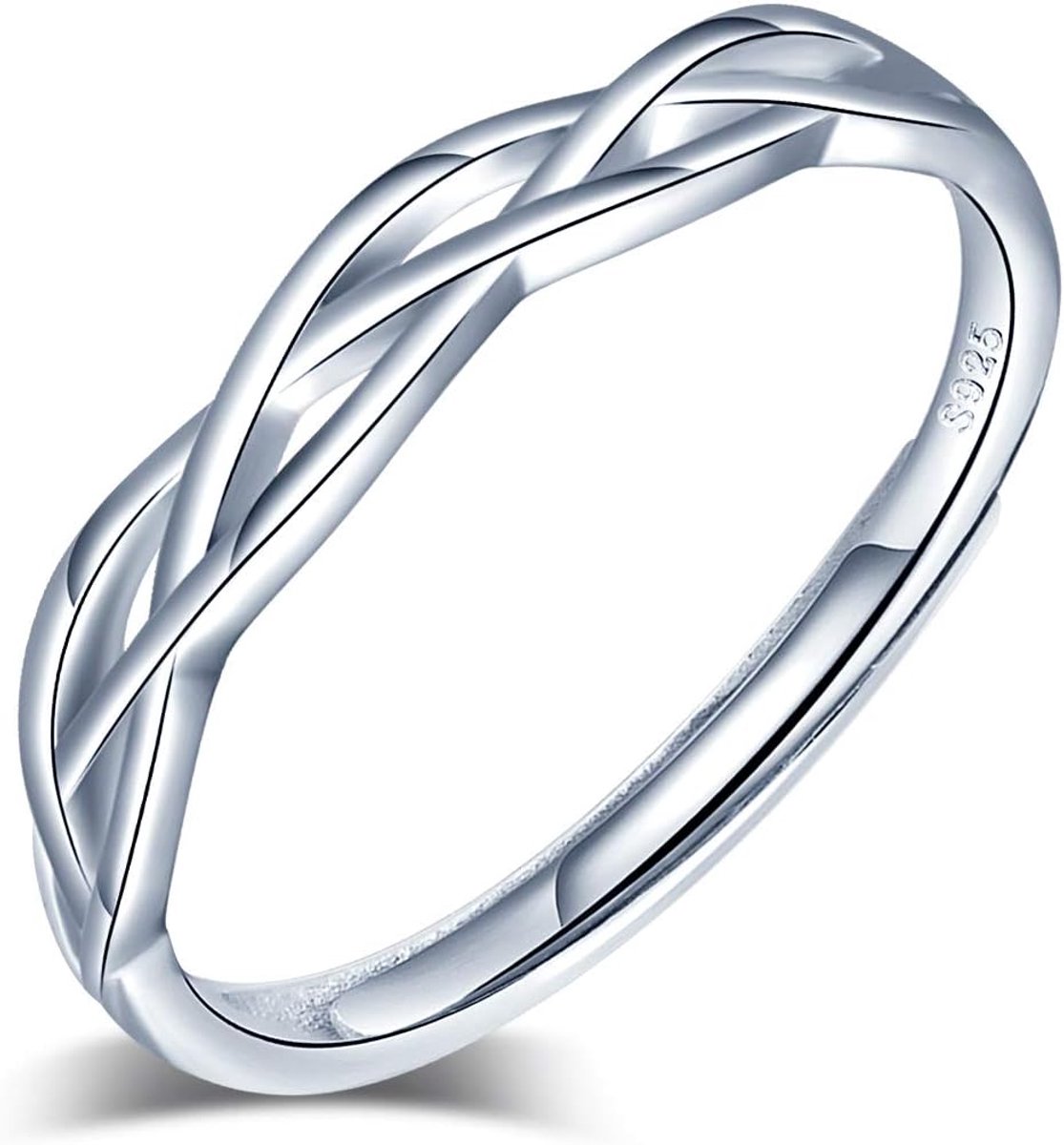S925 Sterling Zilveren Verstelbare Twist Ring - Open Staart Ring Met
