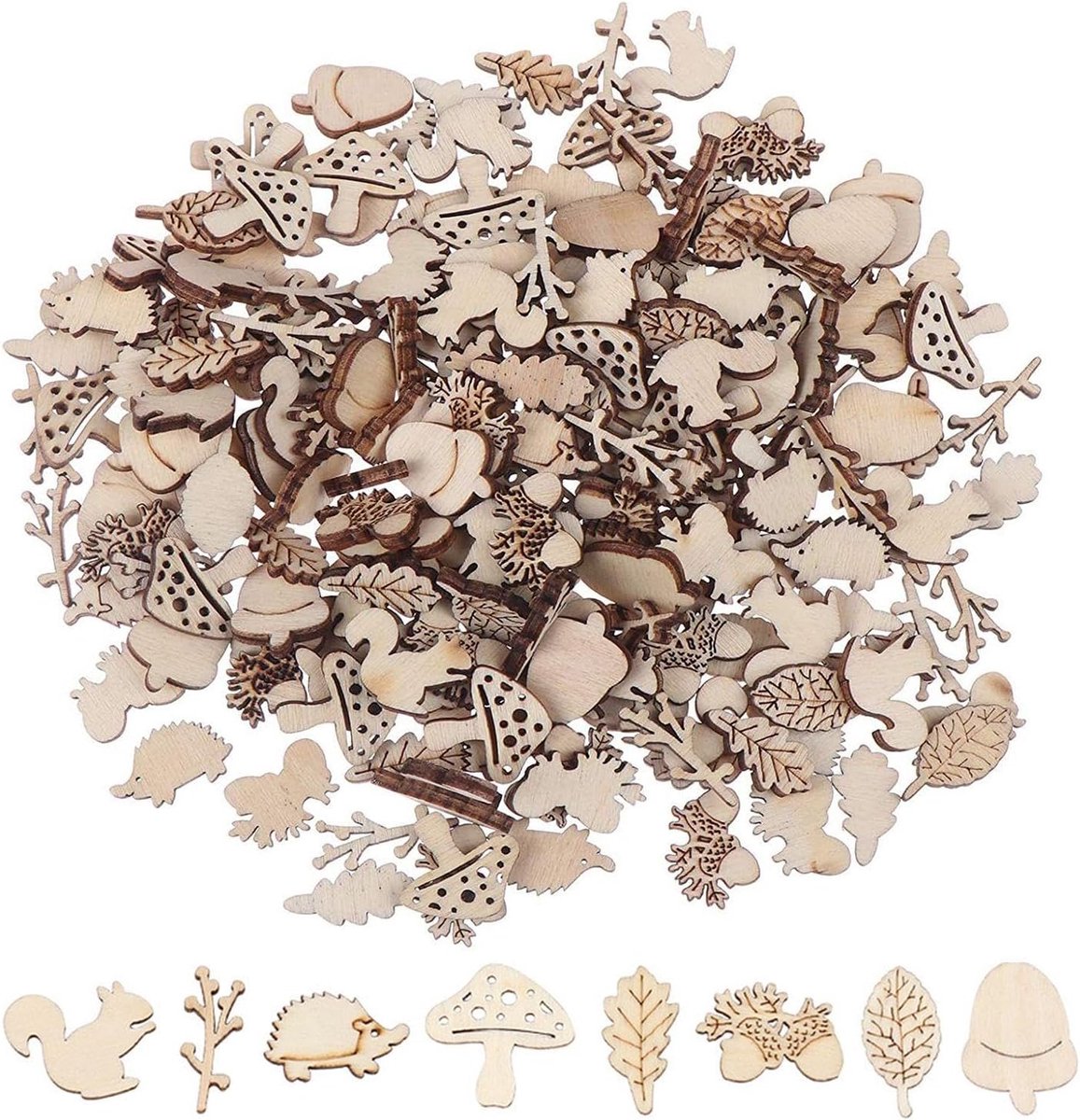 150 Stuks Bosdieren Van Hout - Bosdecoratie, Strooidecoratie Herfst