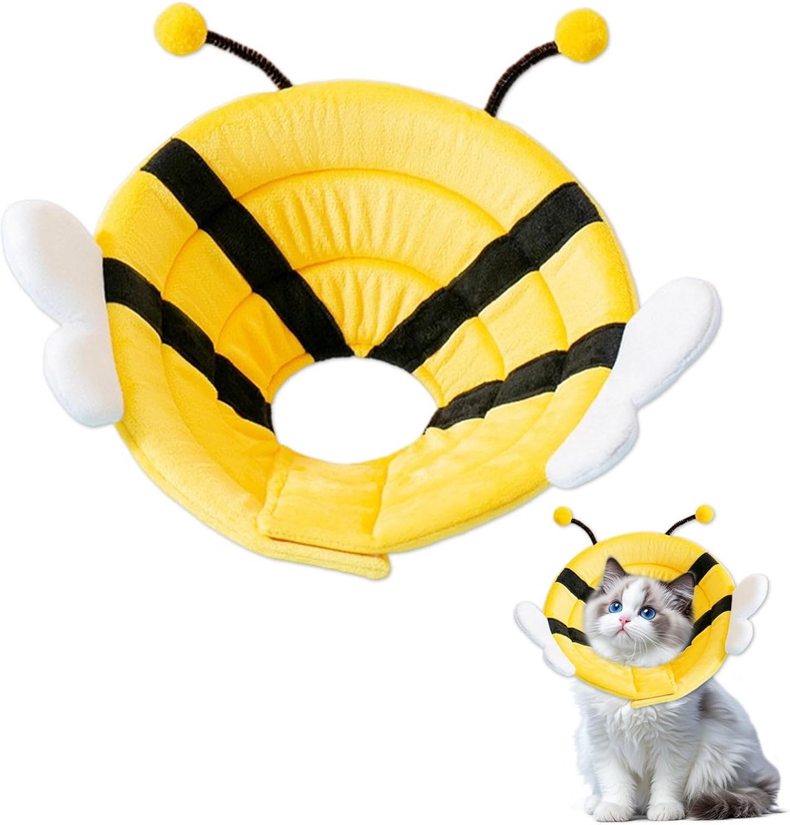 bij-stijl huisdier herstelkegel S maat 20–23 cm geel‑zwart patroon