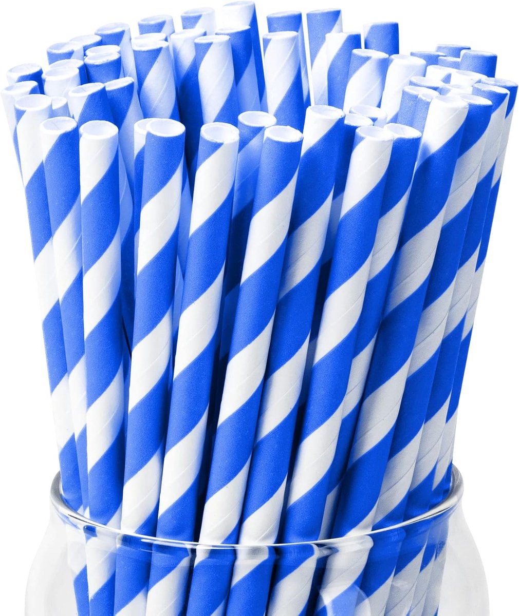 Rietjes van papier, 6mm x 197 mm papieren rietjes, 100 stuks