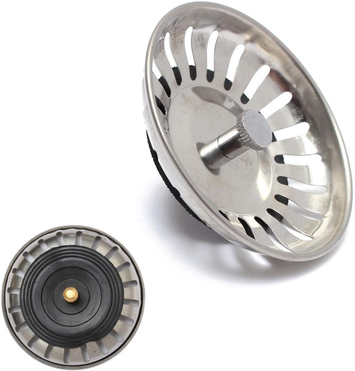 Afvoerplug 83mm - chroom op roestvrij staal - met rubberen afdichting - eenvoudig te vervangen - ShopVlot