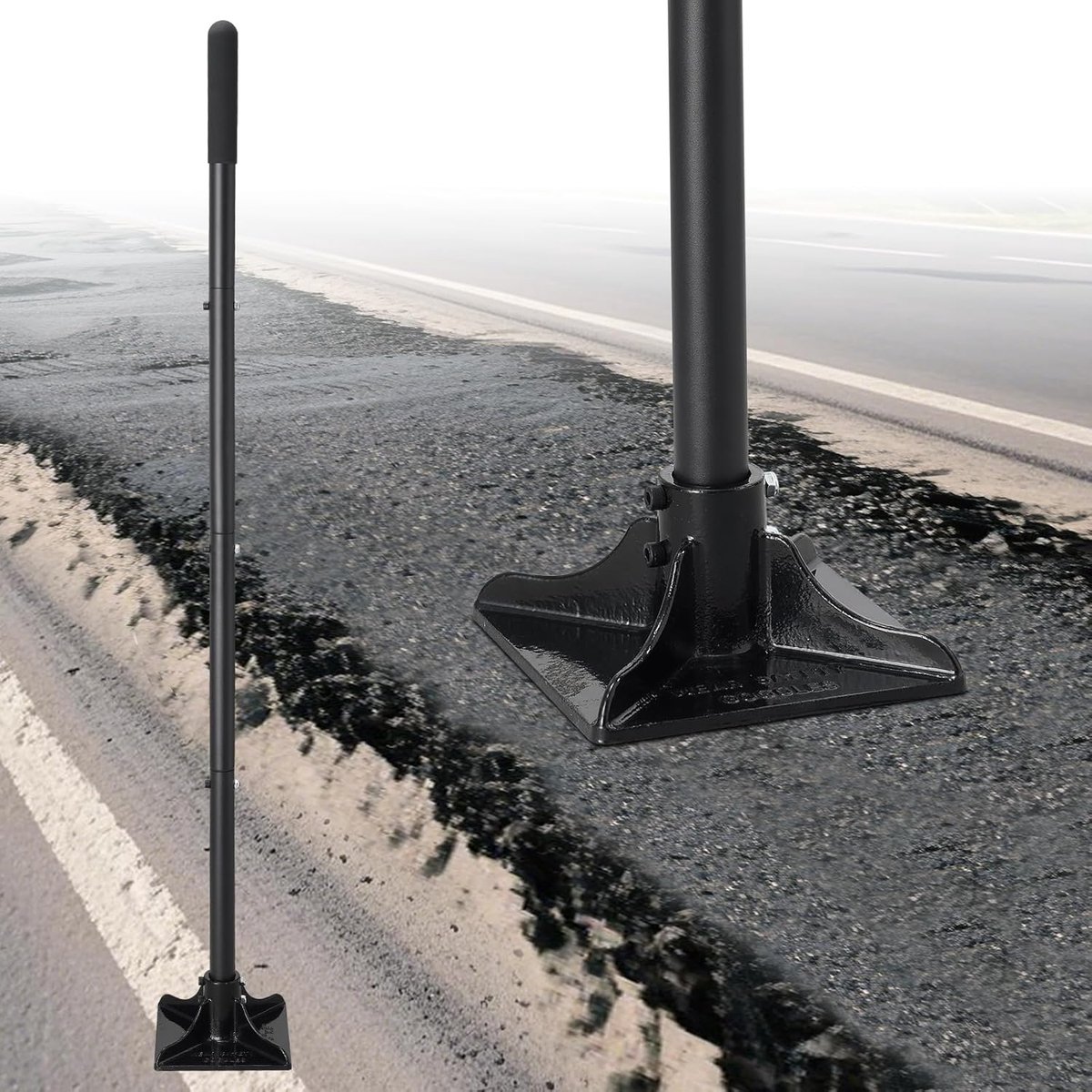 Duty Tamper Tamper Tool, 8 "x 8" Grond Sabotage Tool met 58 Inch Handvat