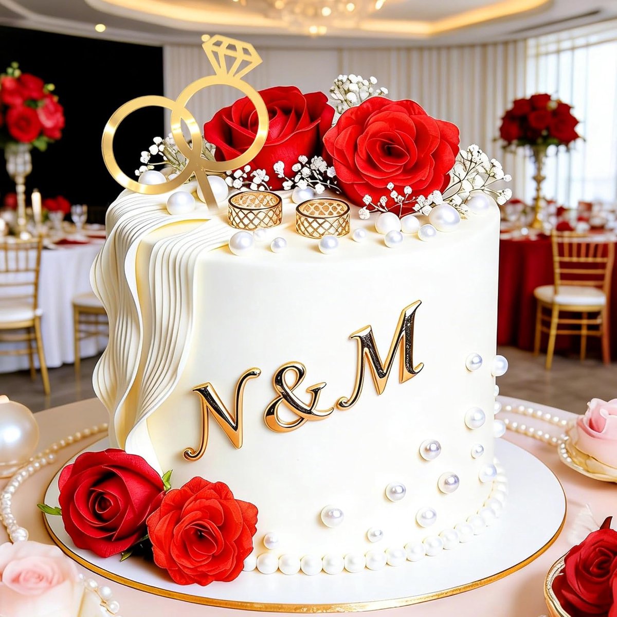 verlobter ring kuchenaufsatz rosenblume brautparty für hochzeit