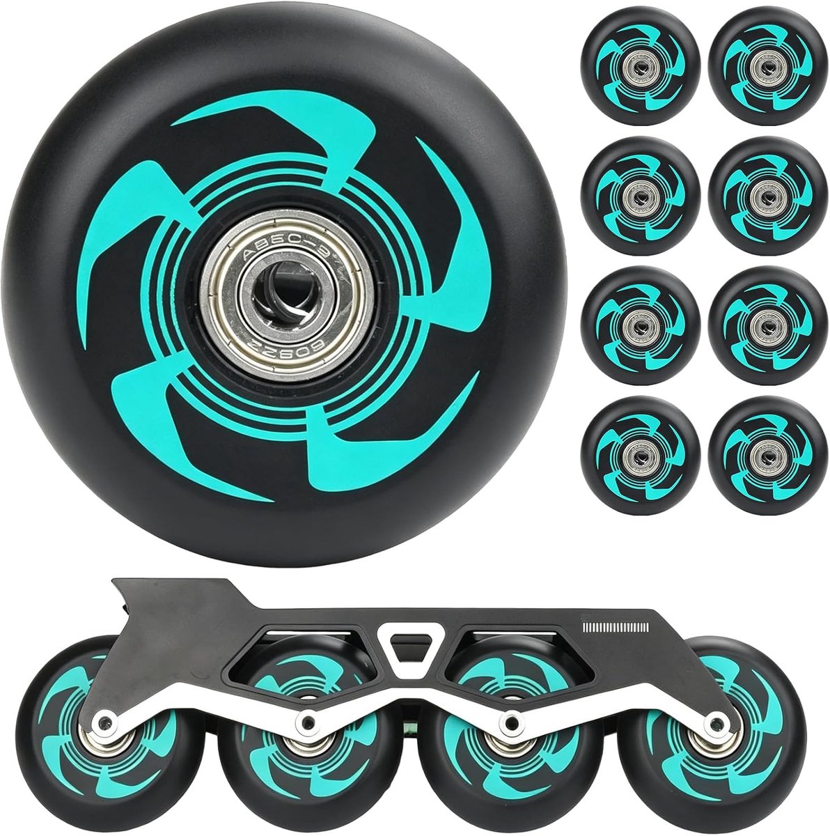 SnelShoppen 8 Inline Skate Wielen 76 Mm met ABEC-9 Kogellagers PU Vervangingswielen 90A Hardheid Duurzaam en Slijtvast voor Binnen en Buiten Gebr