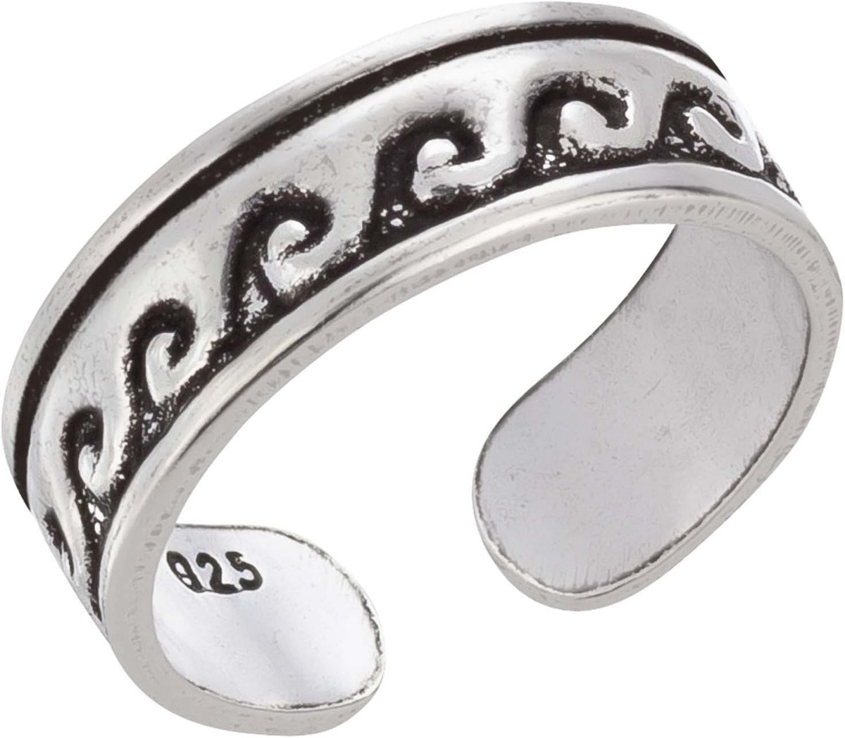 teenring, teenring, golflijnen, instelbaar, 925 sterling zilver