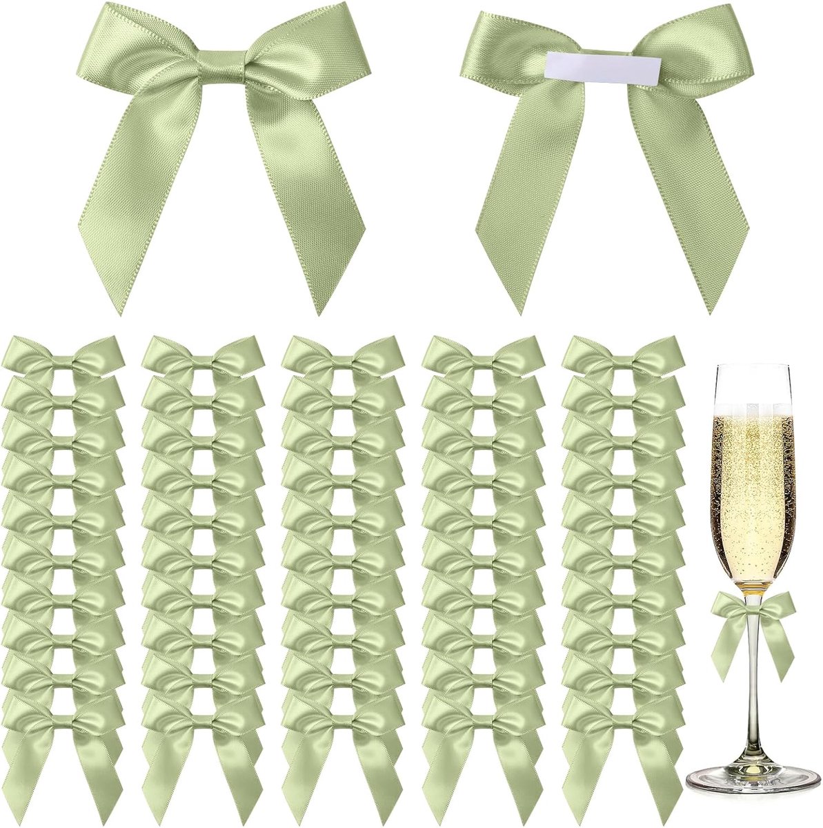 50 stuks mini-strikken, 6 cm, kleine strikken (legergroen)