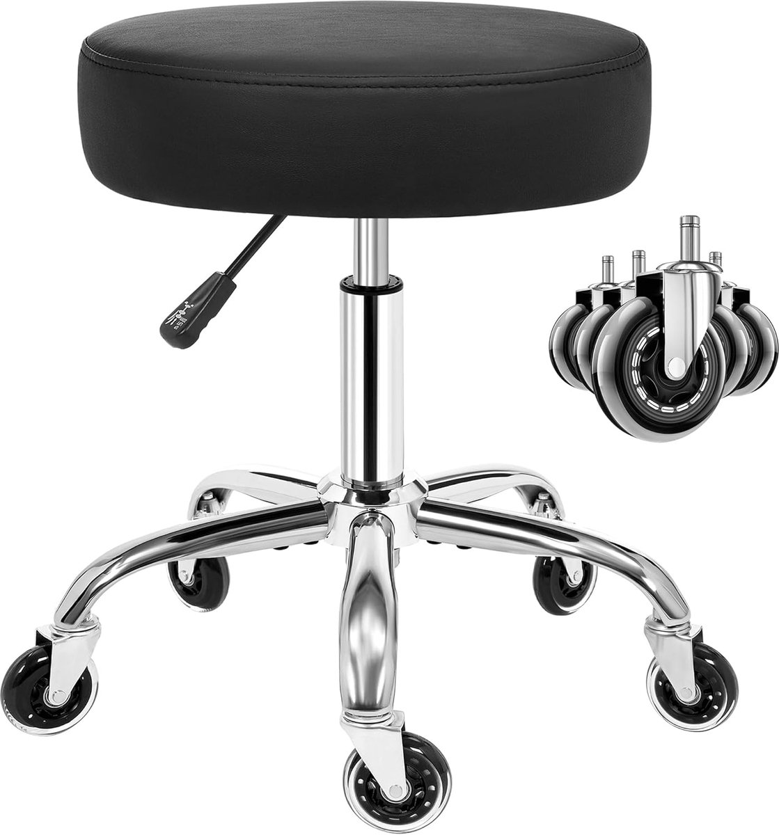 Bureaustoel met wielen - Verstelbaar - 360° draaibaar - Comfortabel voor salon en kantoor - ShopVlot