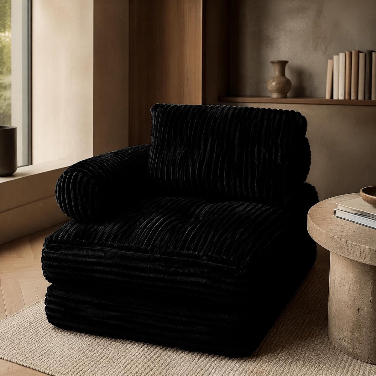 Opvouwbare slaapbank met armleuningen, kussens en matras met rugleuning, draagbaar bed voor woonkamer, slaapkamer en gasten, zwart
