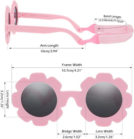 Zonnebril Baby met Bandje UV400 Gepolariseerd Silicone Frame voor Jongens en Meisjes van Merkloos — afbeelding 2