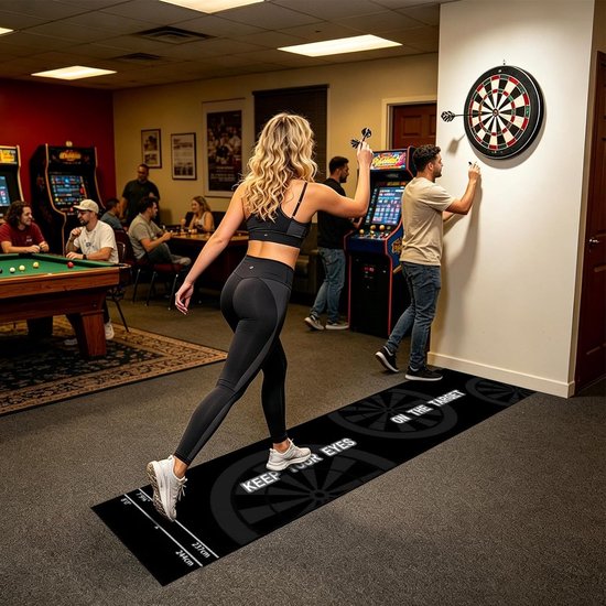 Dartmat met Werplijn - Dartvloer Antislip - Trainen en Spelen - Gestandaardiseerde Werplijnen - 300 x 33 cm - Grijs — afbeelding 3