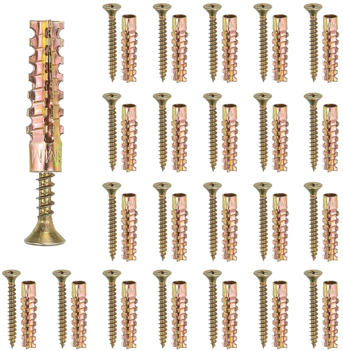 20 stuks holle wandpluggen met schroeven, 16 x 1,38 inch, zware