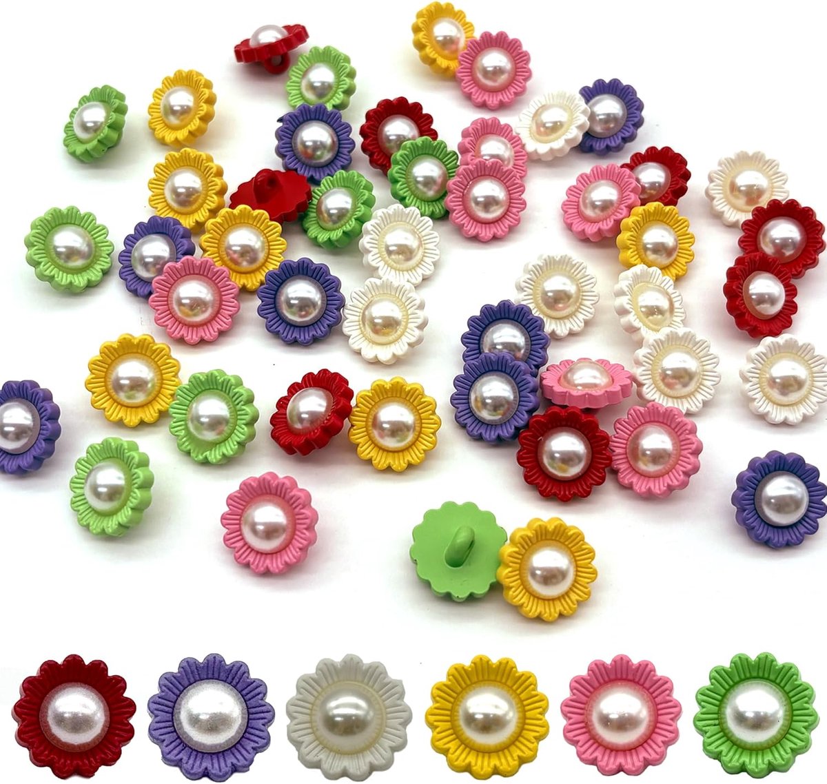 48 stuks verse bloemknoppen, decoratieve knopen voor kleding, 18 mm