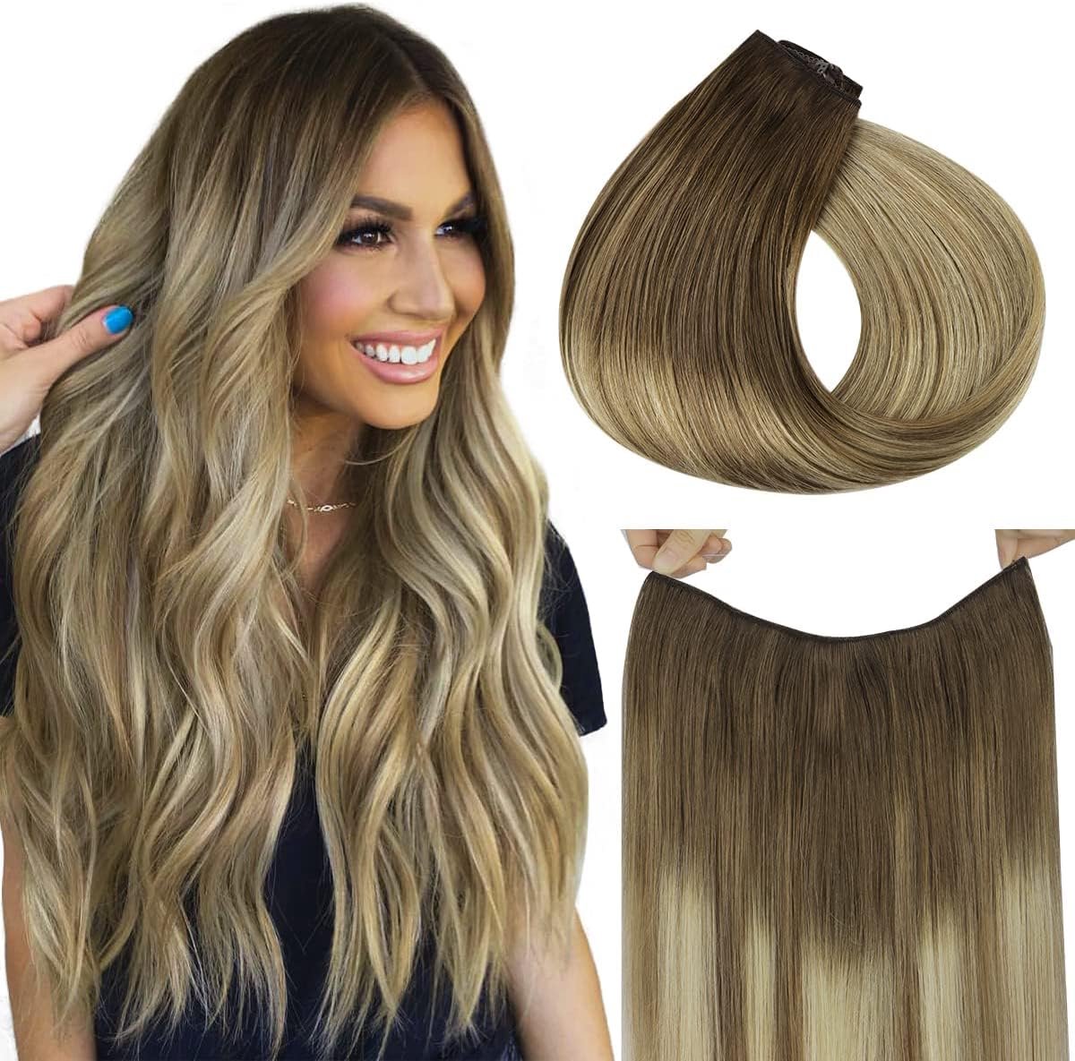 hotbanana Wire Hair Extensions, 30,5 cm, 70 g, Walnootbruin naar