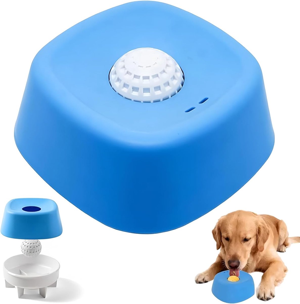 voor honden, likbal voor honden met antislipbodem | likspeelgoed voor honden, stevig PP-materiaal voor hondenspeelgoed, voor afleiding en bezigheid van de hond (blauw-wit)