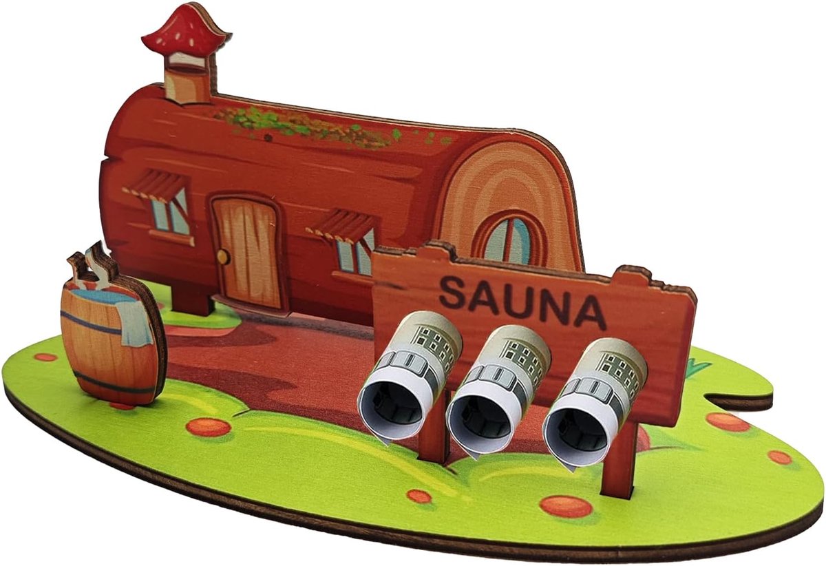 Sauna Tegoedbon voor geldcadeau, handgemaakte houten vatsauna met