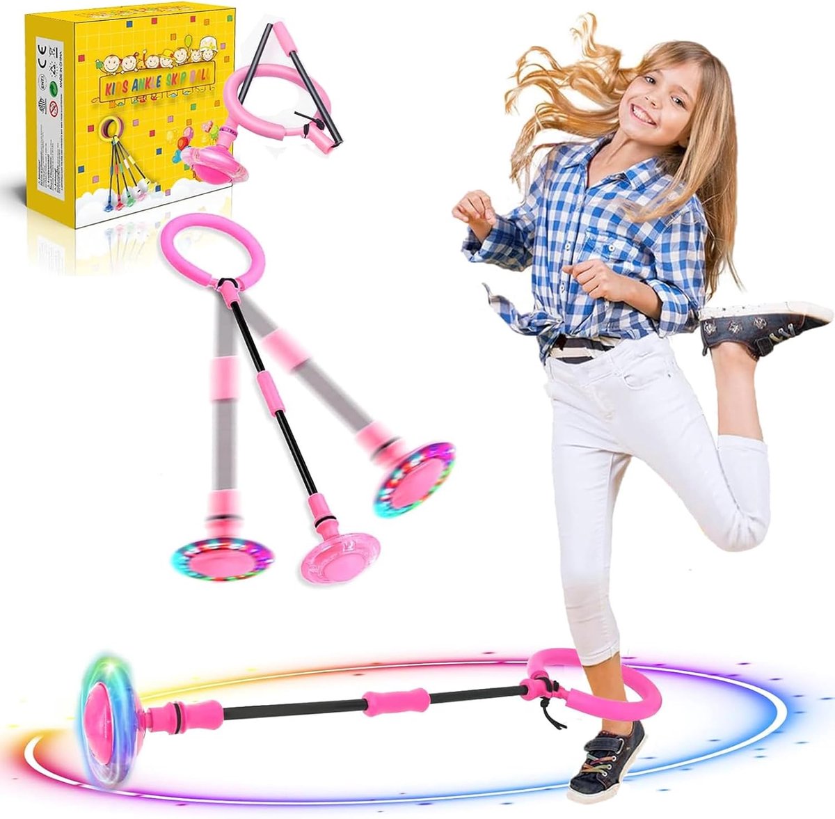 springring voor kinderen, sportspringbal, opvouwbare flash-springbal, geschikt voor behendigheidsspellen voor kinderen of volwassenen, jongens en meisjes, 5-13 jaar, paascadeaus