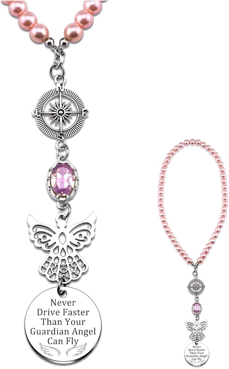Auto-accessoire, Schattige Auto Spiegel Hanger, Nieuwe Bestuurder Geschenken voor Meisjes, Dochter, Nicht, Beschermengel voor Auto Decoratie Charms