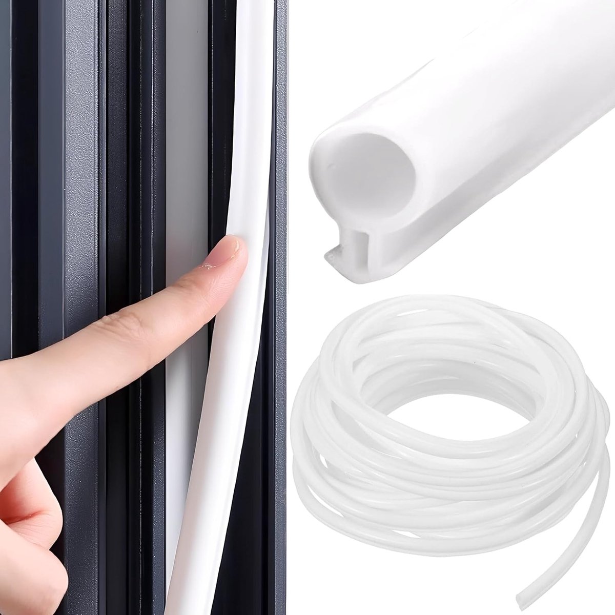 10m Vensterverzegelingen, Vervangende Deur en Vensterpakking Silica Gel Seal, Deurvensters Dracht Zelfklevende Anti-Silica Gel O Type Sealing Tape, Geschikt voor Gapen binnen 5-7mm (wit)