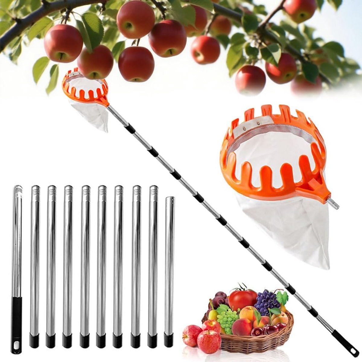 fruitplukker, appelplukker met telescoopsteel tot 4,2m