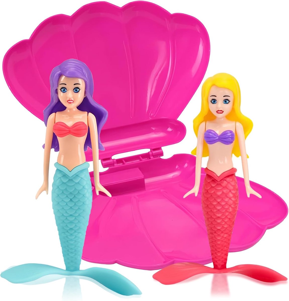 Duikspeelgoed, zeemeermin voor kinderen, waterspeelgoed, zwembadspeelgoed, 2 stuks, duikzeemeermin met rozenschelp, voor kinderen, meisjes, zwembad, onderwaterzwembadtraining, zwemspeelgoed