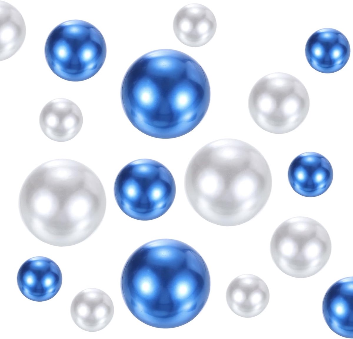 120 stuks kunstparels, vulling, vazen, kralen, zonder gaten, drijvende parels, kunstparels, middenstukken, tafelvazen, penhouder, DIY 14/20/30 mm (donkerblauw/wit)