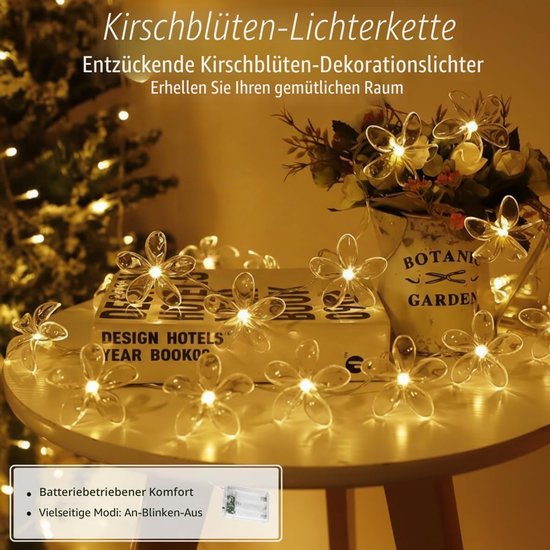 3M LED Bloemvormige Lichtsnoeren - 20 Warme Wit Lichtjes - Decoratieve Vlinderlampjes - Werkt op batterijen (batterij niet inbegrepen) - Sfeervolle Slinger voor Slaapkamer, Zomertuin, Bruiloft, Feest & Kerst - Voor Binnen & Buiten - Magische Sfeer — afbeelding 3
