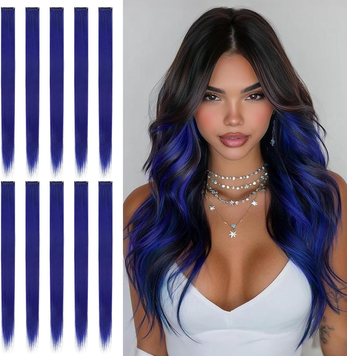Gekleurde Hairextensions Party Highlights 56 cm Kleurrijke Rechte