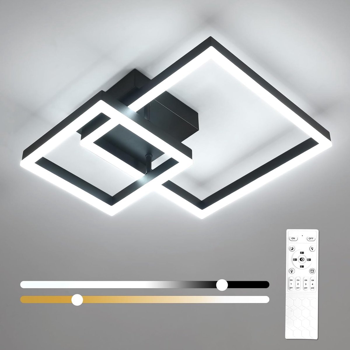LED Plafonnier 36W 4050LM - Aluminium - Verstelbaar met Afstandsbediening - Ideaal voor Slaapkamer of Keuken - SnelShoppen