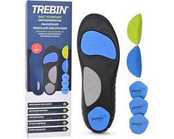 Trebin Orthopedische Inlegzolen - Verstelbare Hielhoogte en Demping - geschikt bij Hielspoor, Fasciitis Plantaris en Overpronatie - Op Maat Knipbaar - Maat S (EU 38-40) - Blauw/Zwart