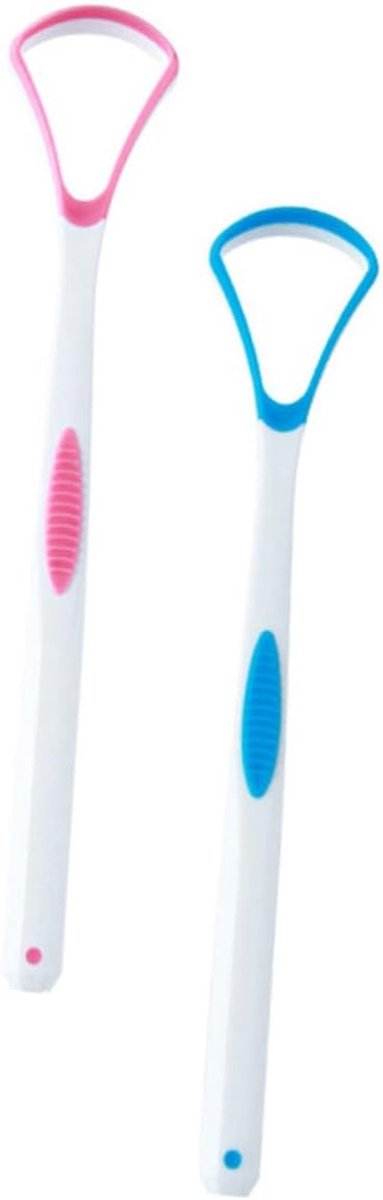 Tongreiniger Set - Tongschraper Hulpmiddel - Mondhygiëne Verbeteren - Ergonomisch Ontworpen Handvat - 175 cm - Roze