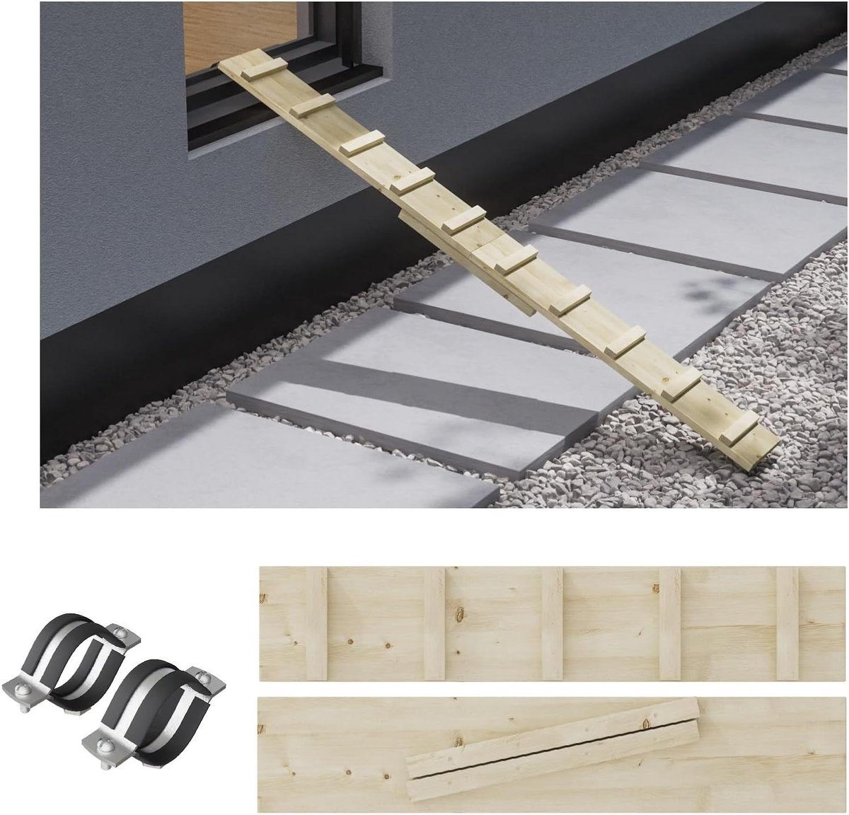 Kattenladder Balkon - Kattentrap Huisdier - Natuurlijk Spelen - Individueel Aanpasbaar - 4 meter - Bruin