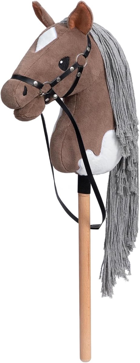 Stok paard hobby paard speelgoed, paard op stok met halter en