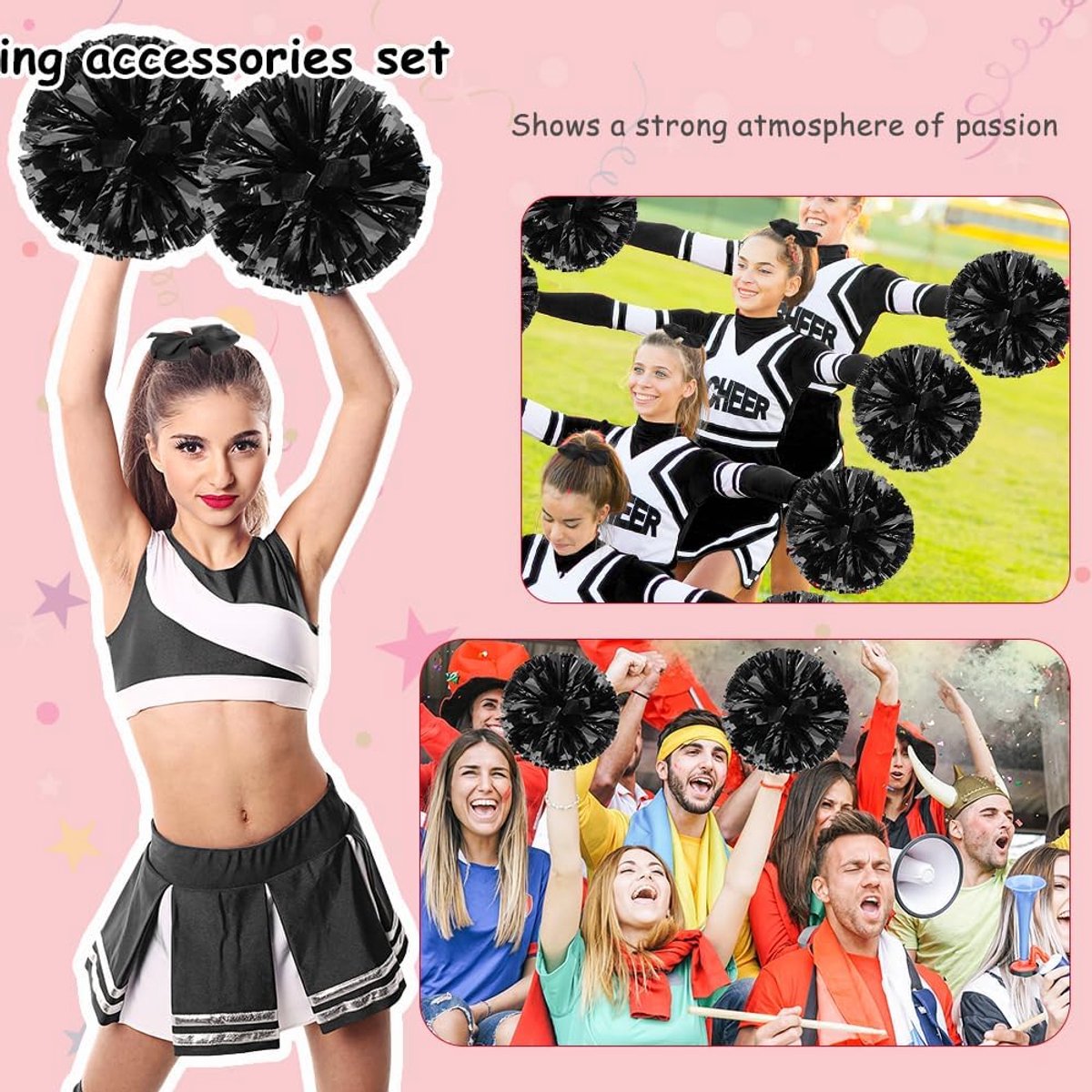 kostuumaccessoires, cheerleader-uniformaccessoires met pompons