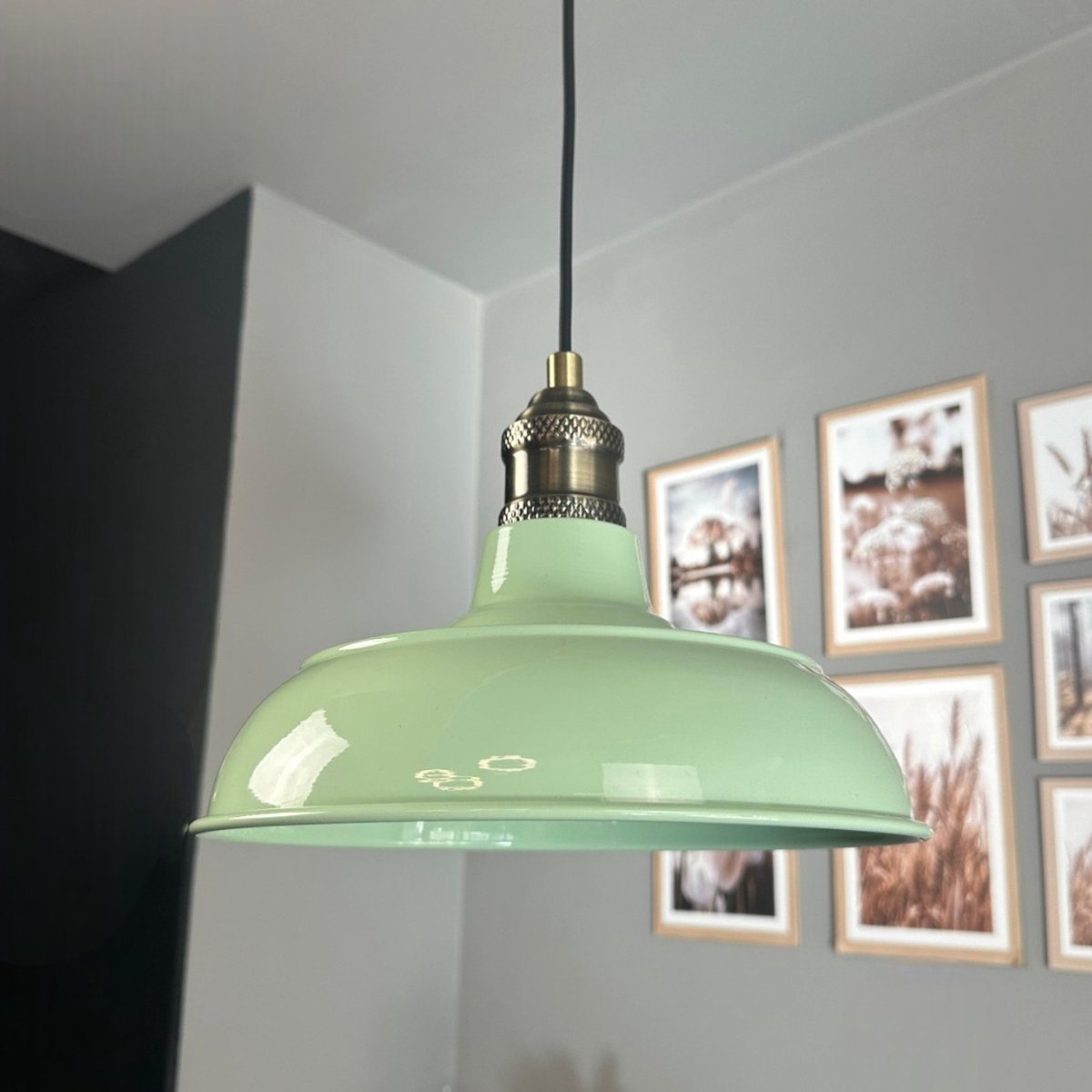 Bamyum Veluna hanglamp, industriële Modern stijl, Ø26 cm, groen metalen lamp