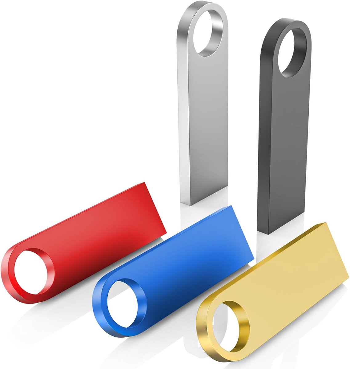 USB-stick 1GB 5 Stuks Mini Metaal Memory Stick 1 GB USB 2.0-flashdrives waterdicht geheugensticks Portable Data Storage met 5 sleutelhangers
