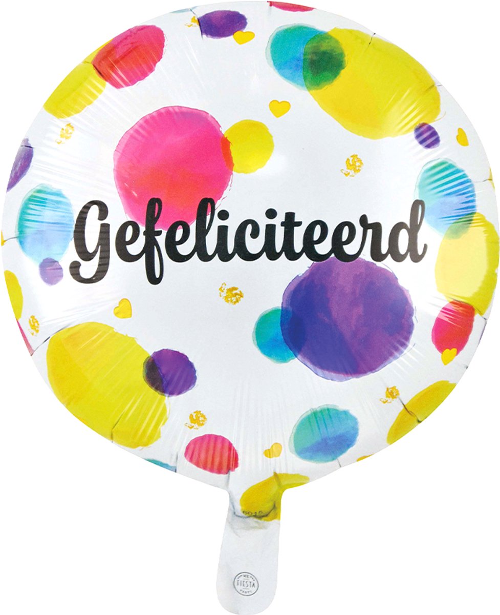 Folieballon - Gefeliciteerd Stippen - 45 cm - Helium- en Luchtvulling