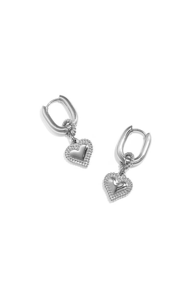 Elegant heart-shaped drop earrings for women - zilveren kleur