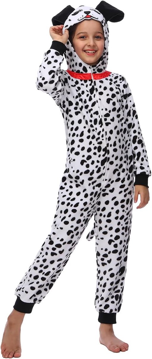 Party Dalmatische Onesie kostuum voor kinderen, gemaakt van fleece