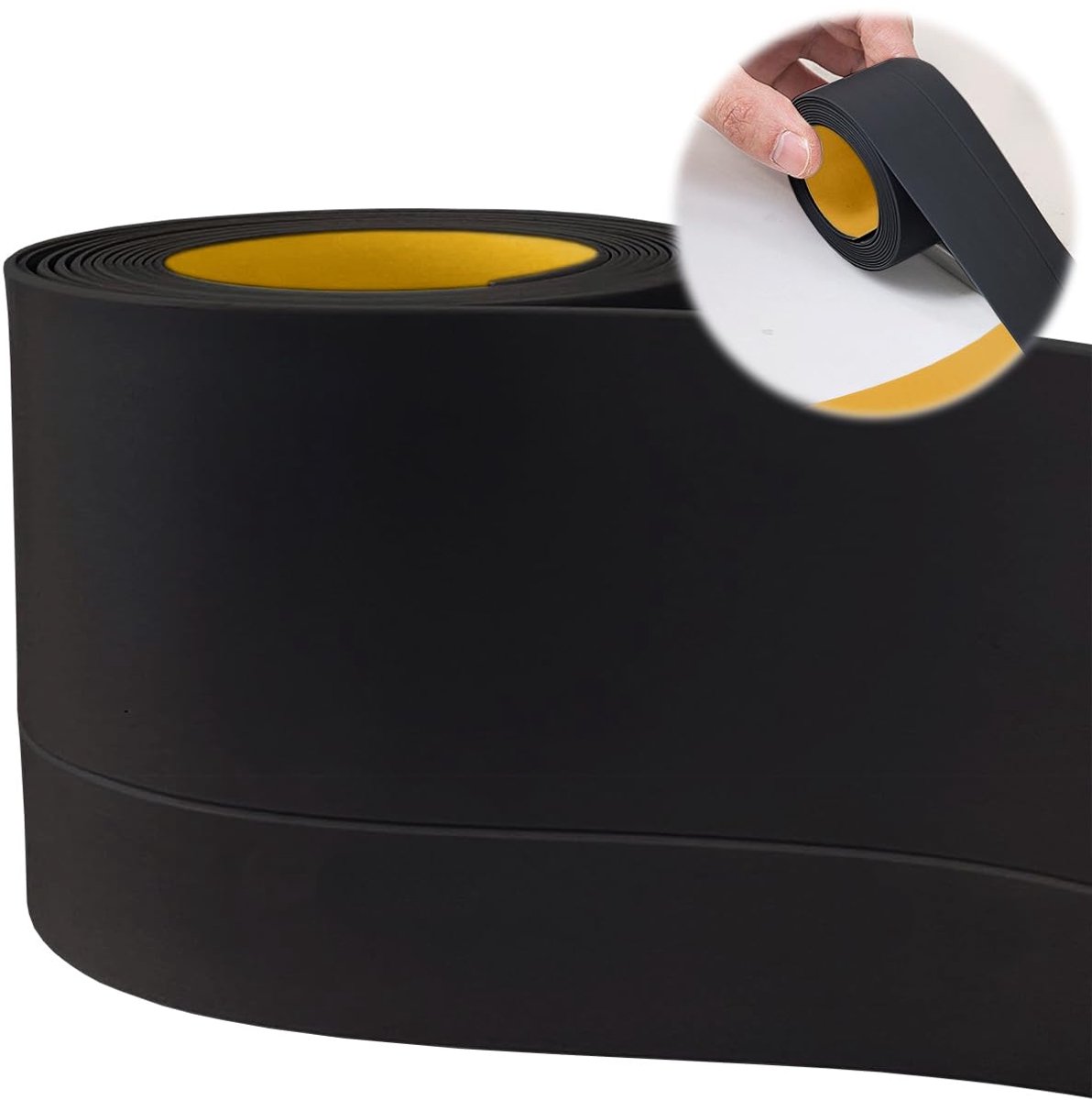 Plinten, 50 x 20 mm, 10 m, flexibele knikstrip, van PVC, voor keuken en badkamer (zwart)