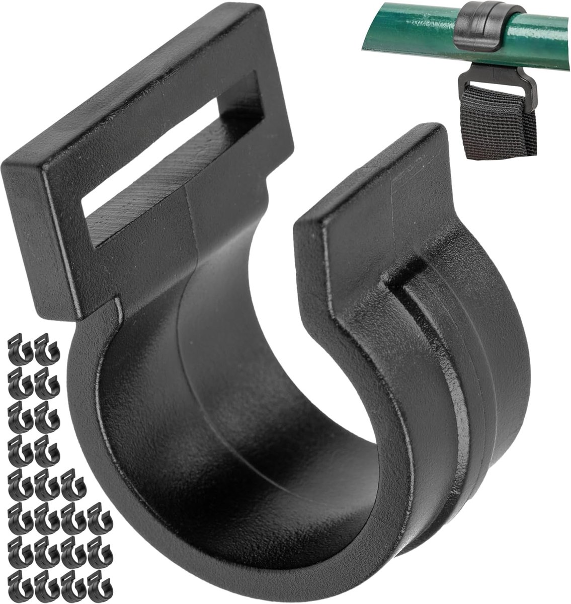 C-Klemmen voor binnententstangen, pak van 24, zwart, plastic, voor
