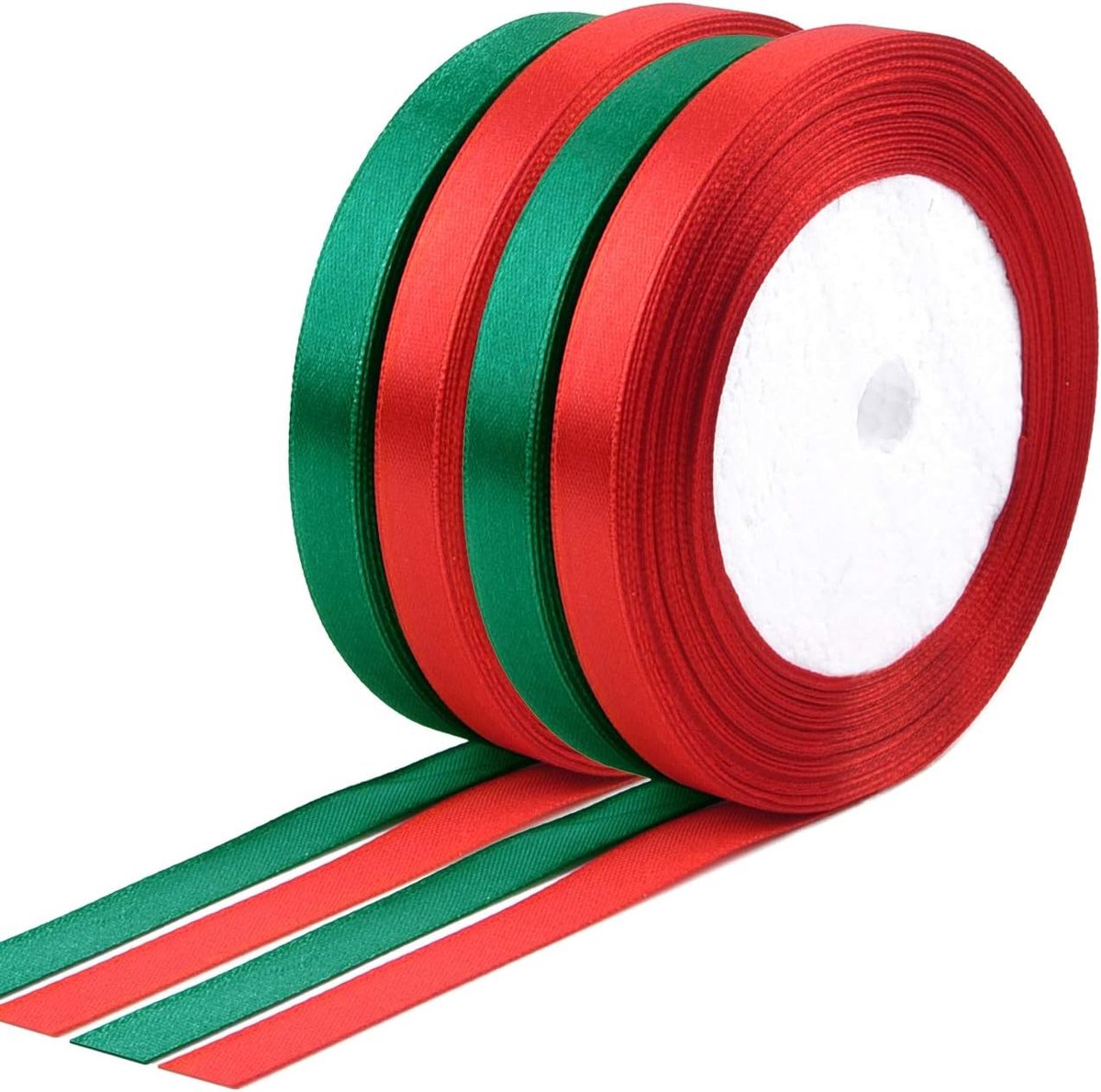 Linten 10 mm rood groen voor kerstlinten van verpakkingstape, cadeau